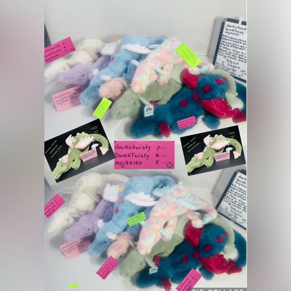 BNWT SET OF 9 JELLYCAT SNOW SAGE LAVENDER ROSE SKY DEXTER LAZULIA MALACHY HEART - Picture 3 of 15